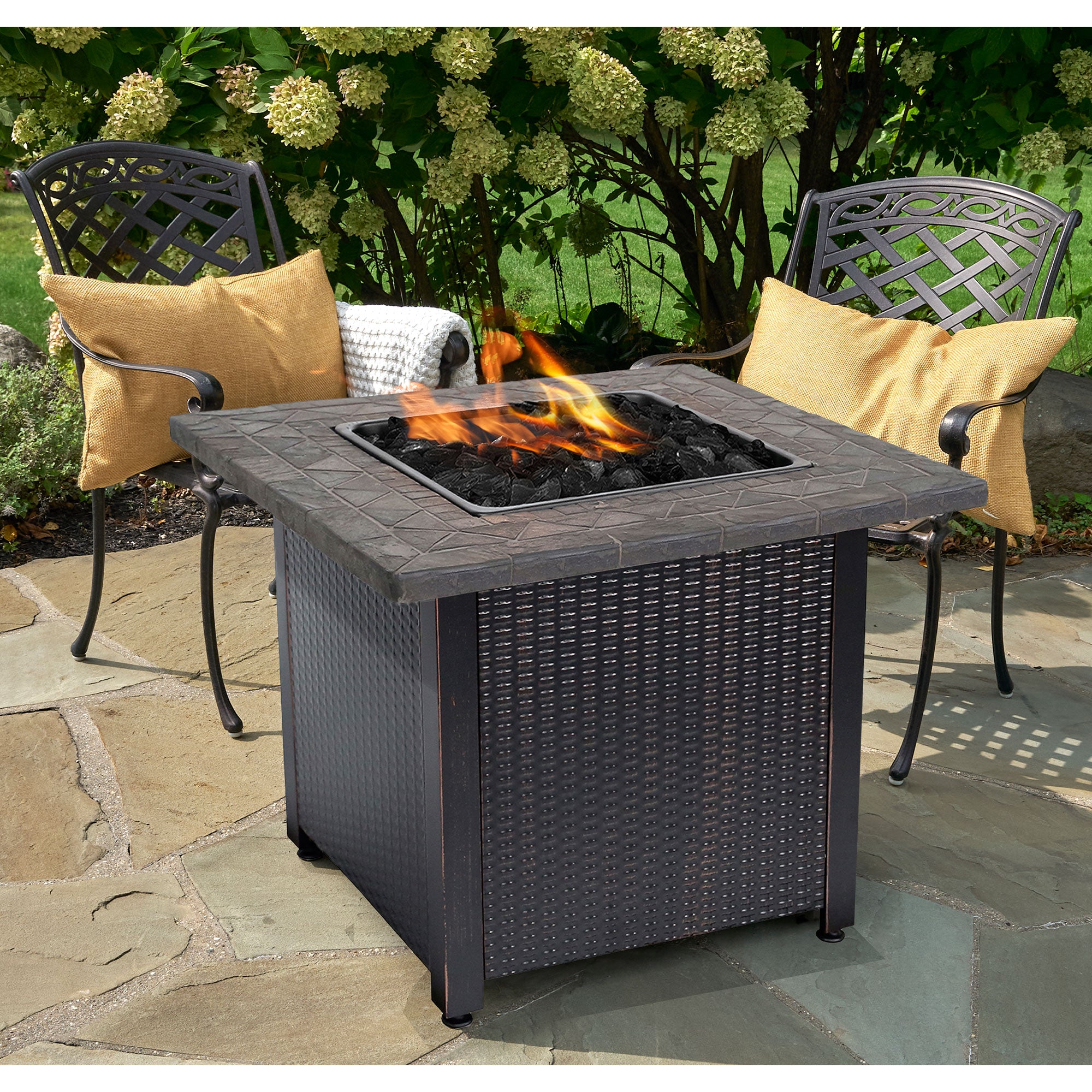 Endless Summer 30,000 BTU LP Gas Outdoor Fire Table with Brown Fire Glass