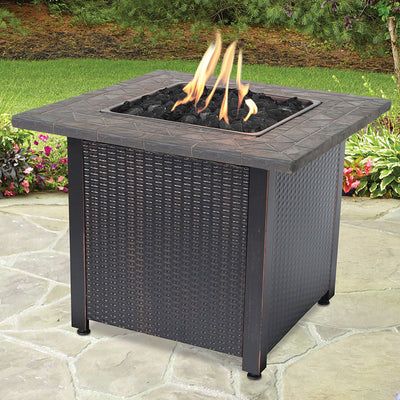 Endless Summer 30,000 BTU LP Gas Outdoor Firepit, Resin Mantel, Brown Fire Glass (Refurbished)