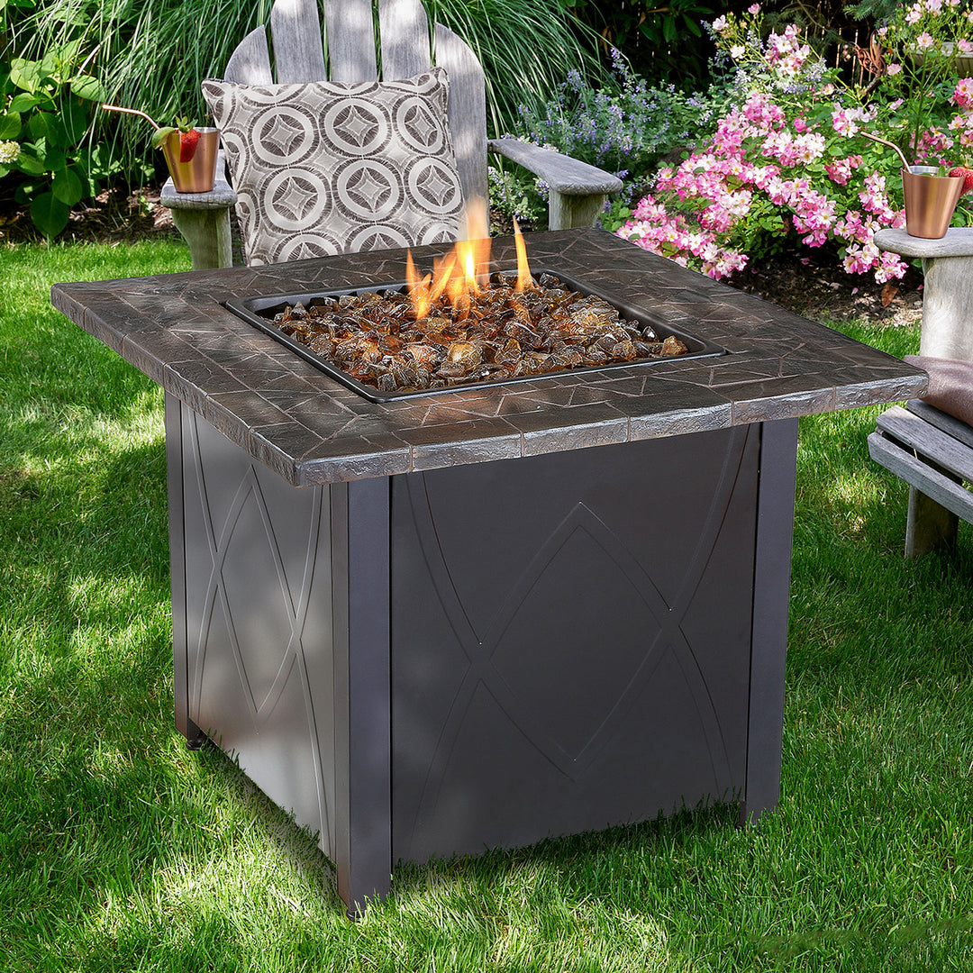 Endless Summer 30 inch Outdoor Gas Lava Rock Patio Fire Pit, Brown (For Parts)