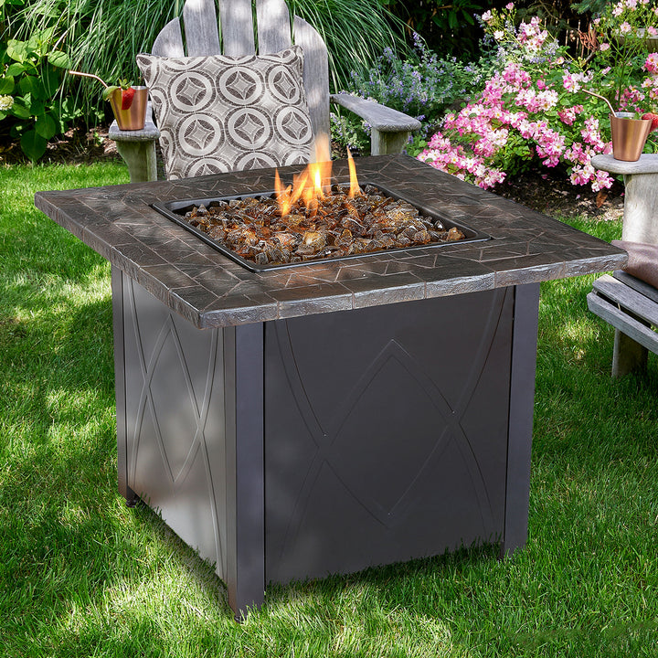 Endless Summer 30 inch Outdoor Gas Lava Rock Patio Fire Pit, Brown (For Parts)