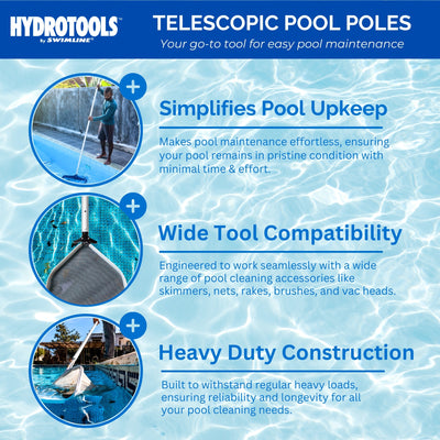 Swimline Hydrotools 3 Piece Telescopic Pole with Locking Cams for Pool Cleaning - VMInnovations