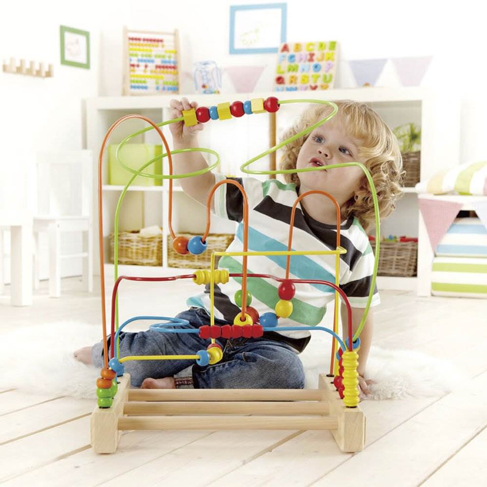 Hape Original Kids Wooden Bead Coaster Activity Learning Center Toy (Used)