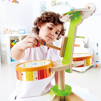 Hape Kids Rock and Rhythm Wooden Drum Play Set (Open Box)