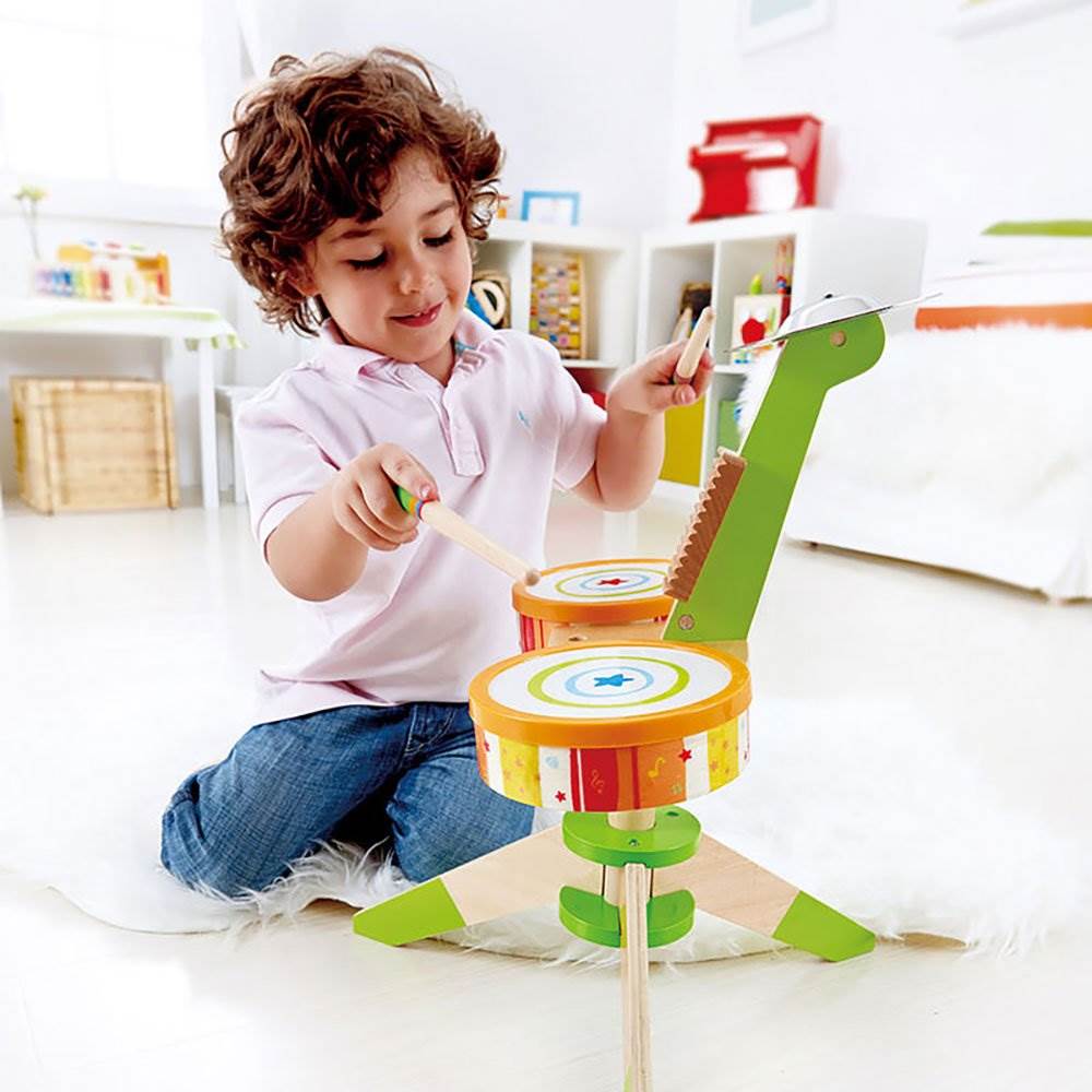 Hape Kids Rock and Rhythm Wooden Drum Play Set (Open Box)