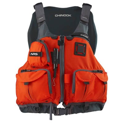 NRS Adult Chinook Fishing Boating PFD L/XL Safety Life Jacket, Orange (Open Box)