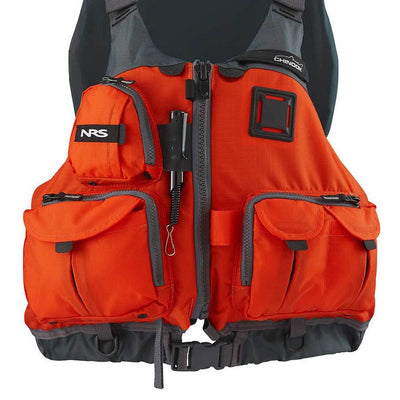 NRS Adult Chinook Fishing Boating PFD L/XL Safety Life Jacket, Orange (Open Box)