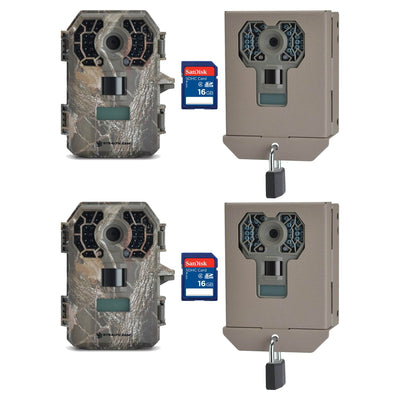 Stealth Cam 10MP Video IR Scouting Game Trail Camera, 2 Pack + Cases & SD Cards