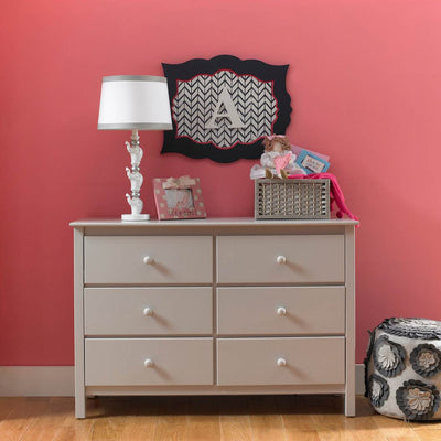 Fisher-Price Nursery Furniture 6 Drawer Double Dresser, Misty Gray (Open Box)