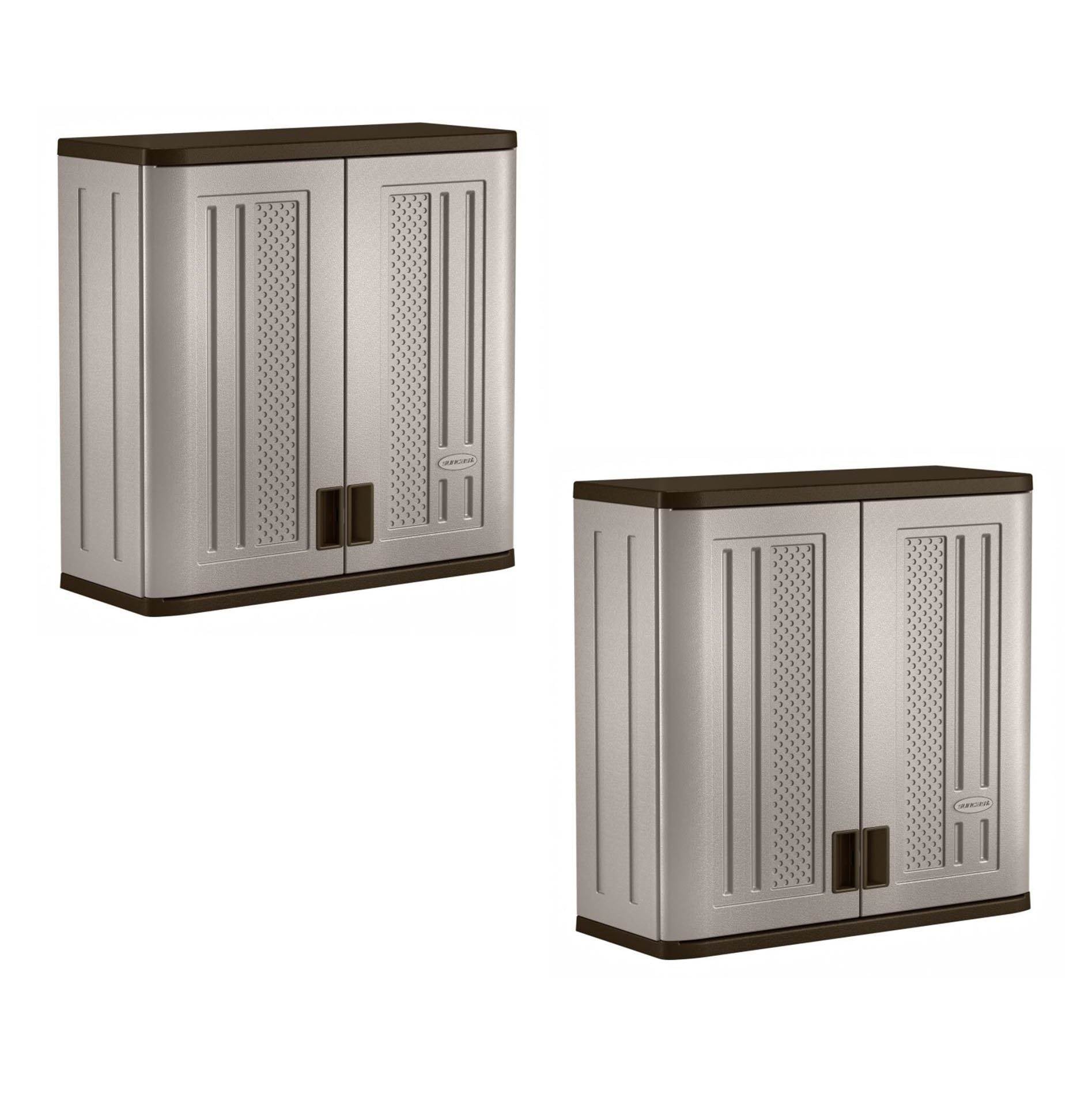 Suncast 4 Cubic Feet Resin Single Shelf Garage Wall Storage Cabinet (2 Pack) - VMInnovations