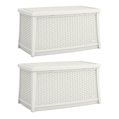 Suncast Elements 30 Gallon Outdoor Deck Patio Resin Wicker Coffee Table (2 Pack)