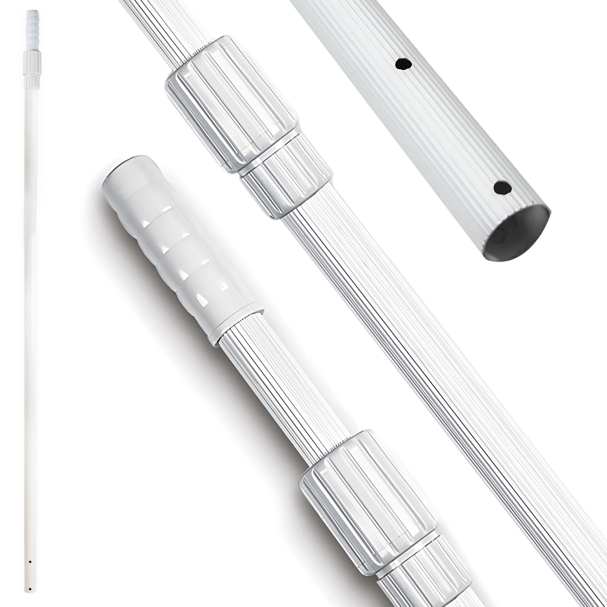 Hydro Tools 8365 8' to 16' Ft 2 Piece Adjustable Telescopic Pool Pole - White