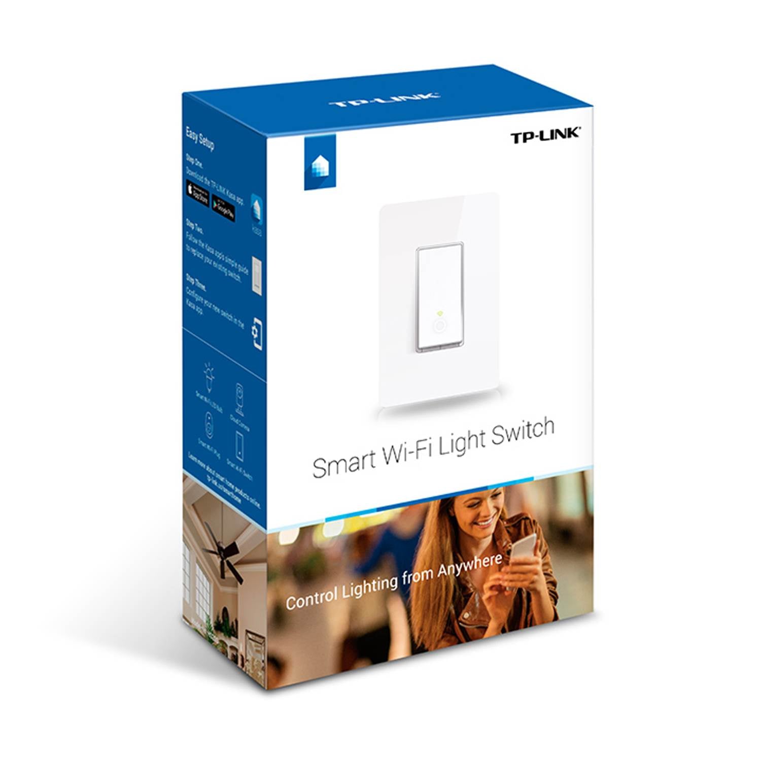TP-Link Smart HS200 White WiFi Light Switch Cover Compatible with Phone Control