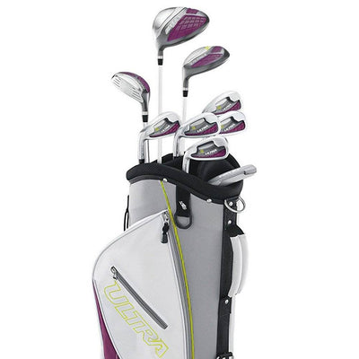 Wilson Ultra Womens' Left Hand Long Golf Club Set with Cart Bag, Plum (Open Box)