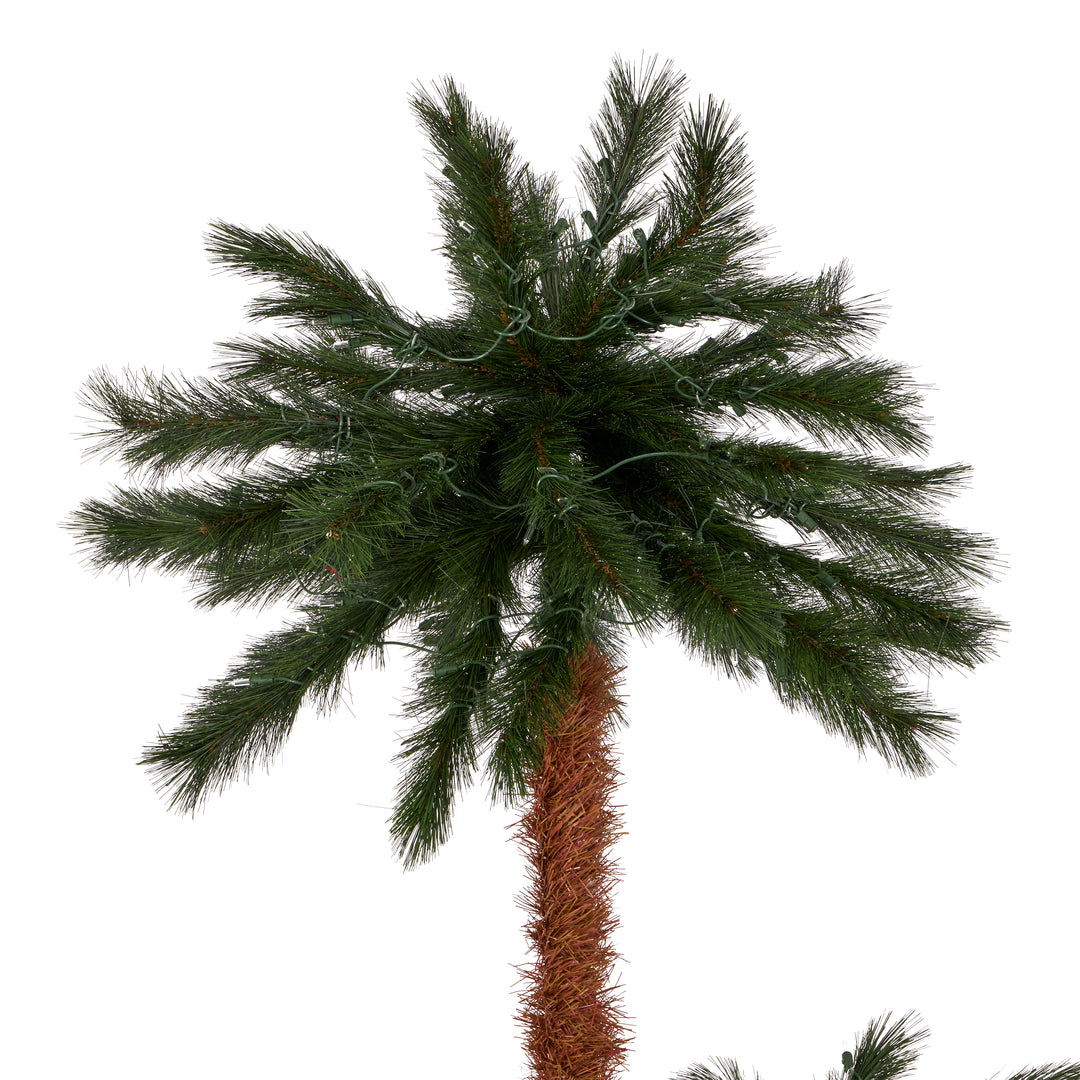 Home Heritage Palm Tree 5' & 3' Pre-Lit Artificial Tropical Double Holiday Tree