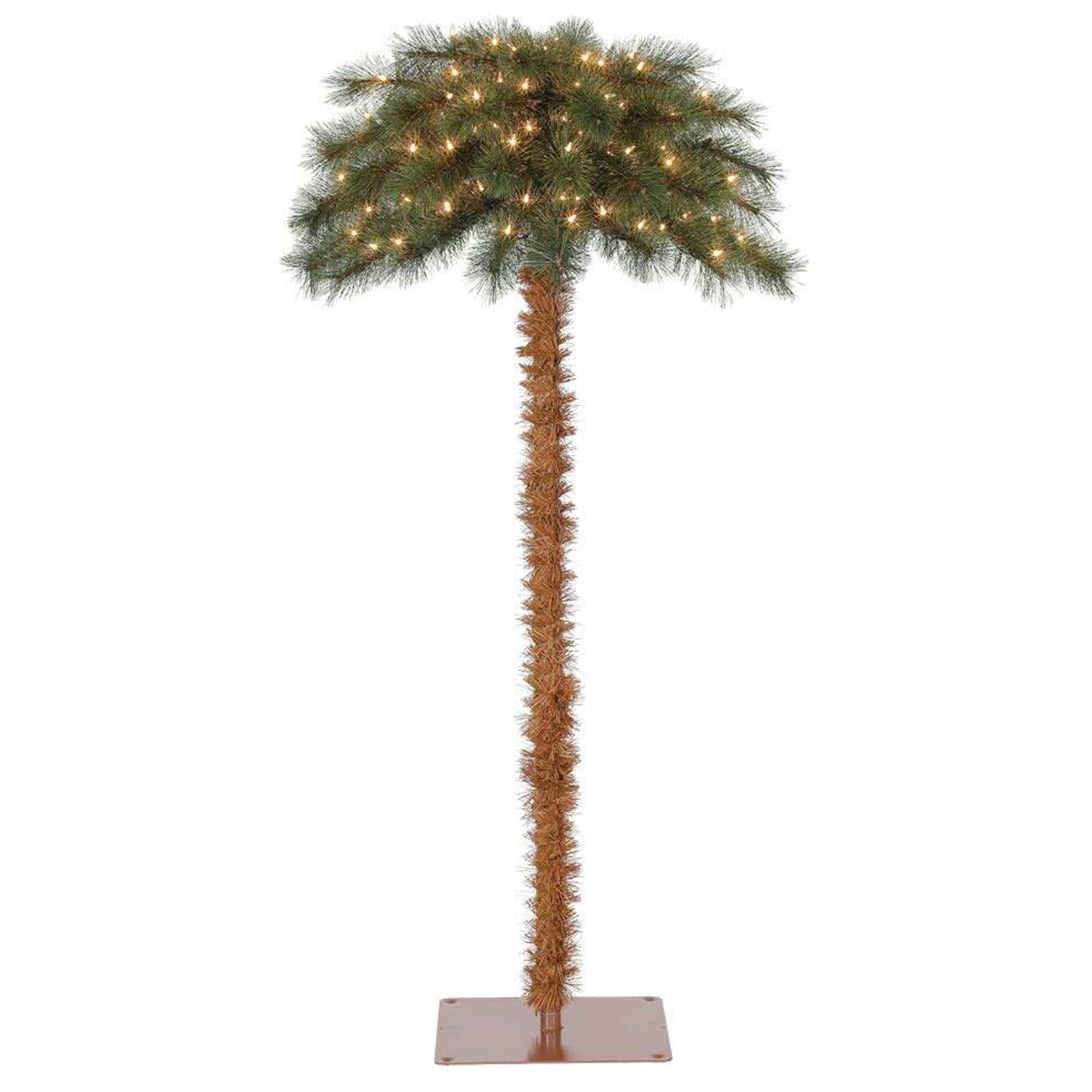Home Heritage 5 Ft Artificial Tropical Christmas Palm Tree with 100 White Lights