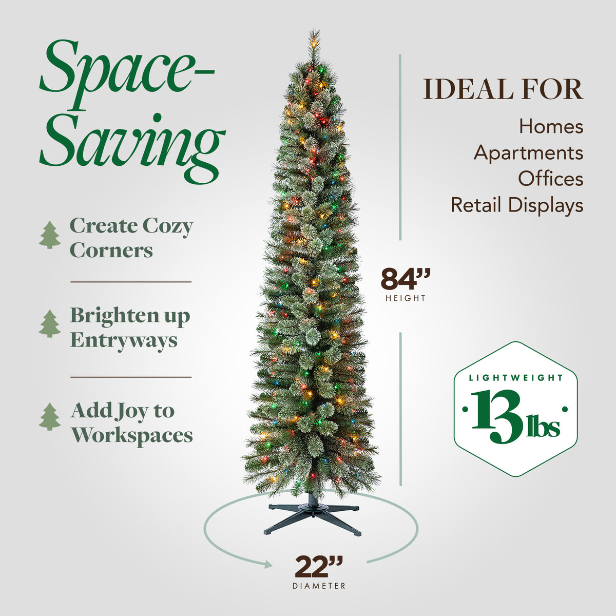 Home Heritage Stanley 7' Pine Artificial Christmas Tree, PreLit 350 Color Lights