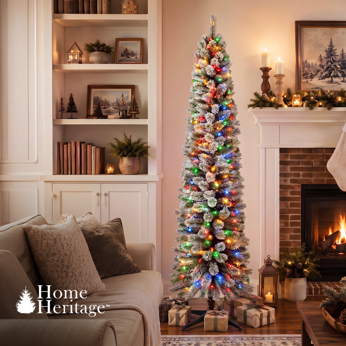 Home Heritage Stanley 7' Pine Artificial Christmas Tree, PreLit 350 Color Lights