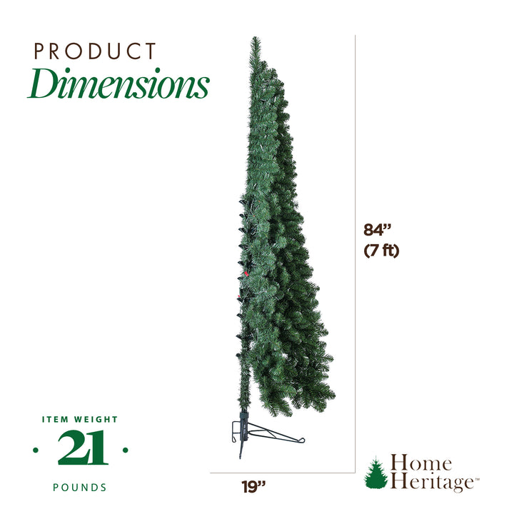 Home Heritage Half Pine 7' Pre-Lit Artificial Christmas Tree, 150 Warm White LED