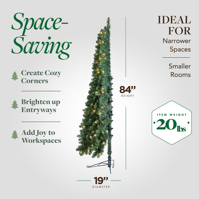 Home Heritage 7' Pre-Lit Artificial Half Christmas Tree with Stand (Open Box) - VMInnovations