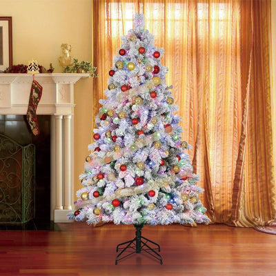 Home Heritage Cascade 7' Pine White Artificial Prelit Christmas Tree (Used)