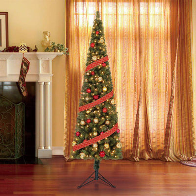 Home Heritage Pine 7' Artificial Corner Christmas Tree Prelit 150 LED Lights