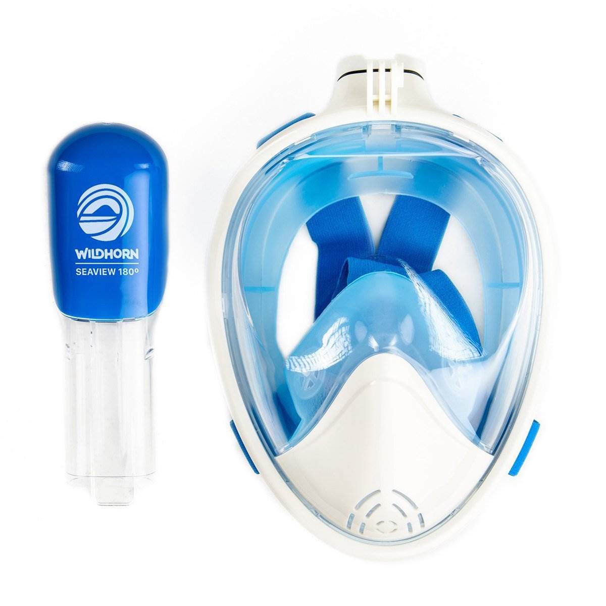 Wildhorn 180 Degree Large XLarge Full Face Diving Snorkel Mask, Blue (Open Box)