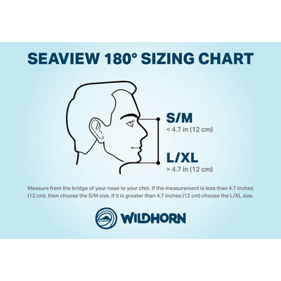 Wildhorn 180 Degree Large XLarge Full Face Diving Snorkel Mask, Blue (Open Box)
