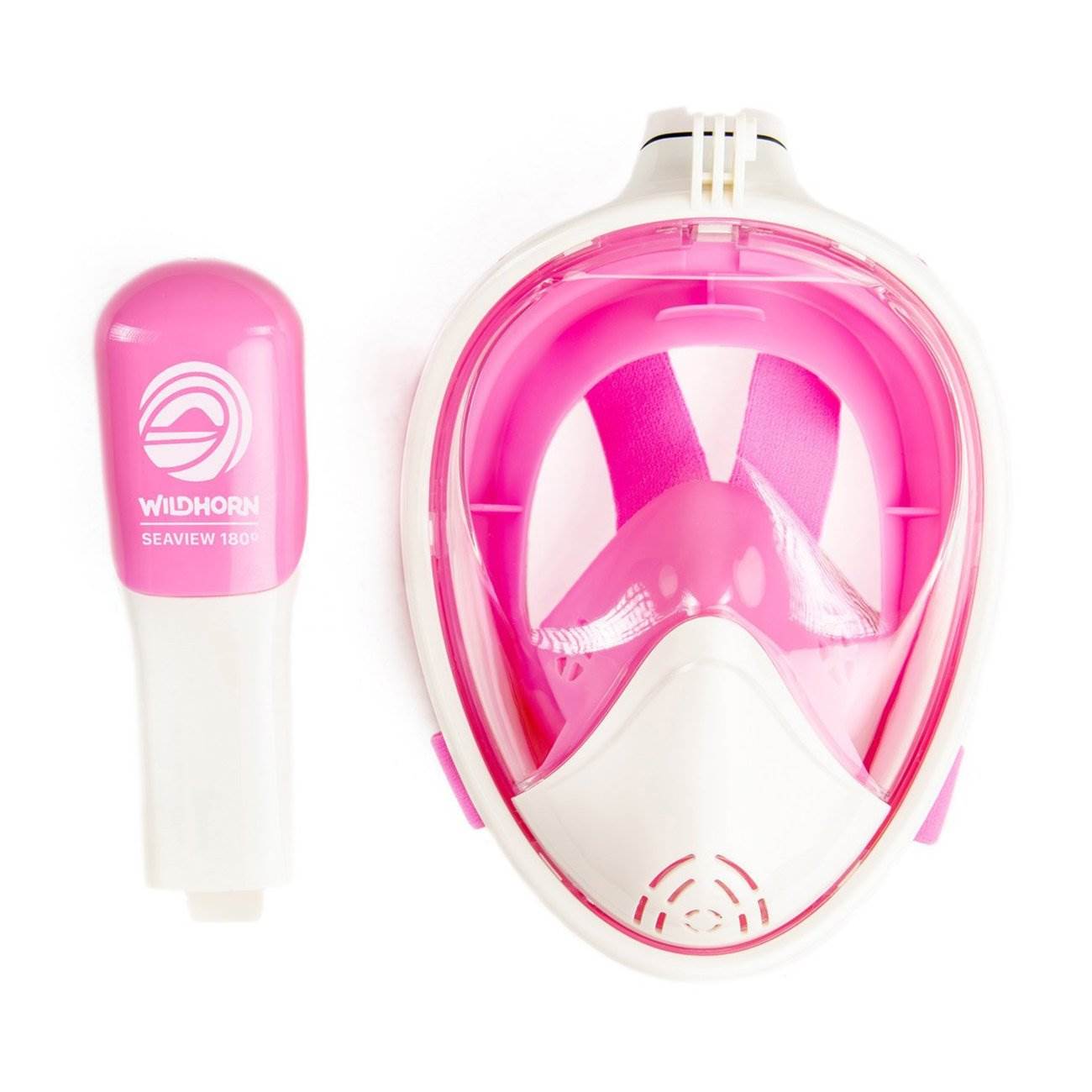 Wildhorn Seaview 180 Degree Large XLarge Full Face Snorkel Mask, Pink (Open Box)