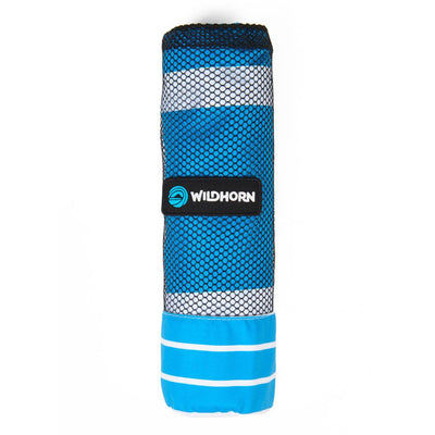 Wildhorn Akumal Fast Drying Microfiber Striped Beach Towel, Port Blue (Open Box)