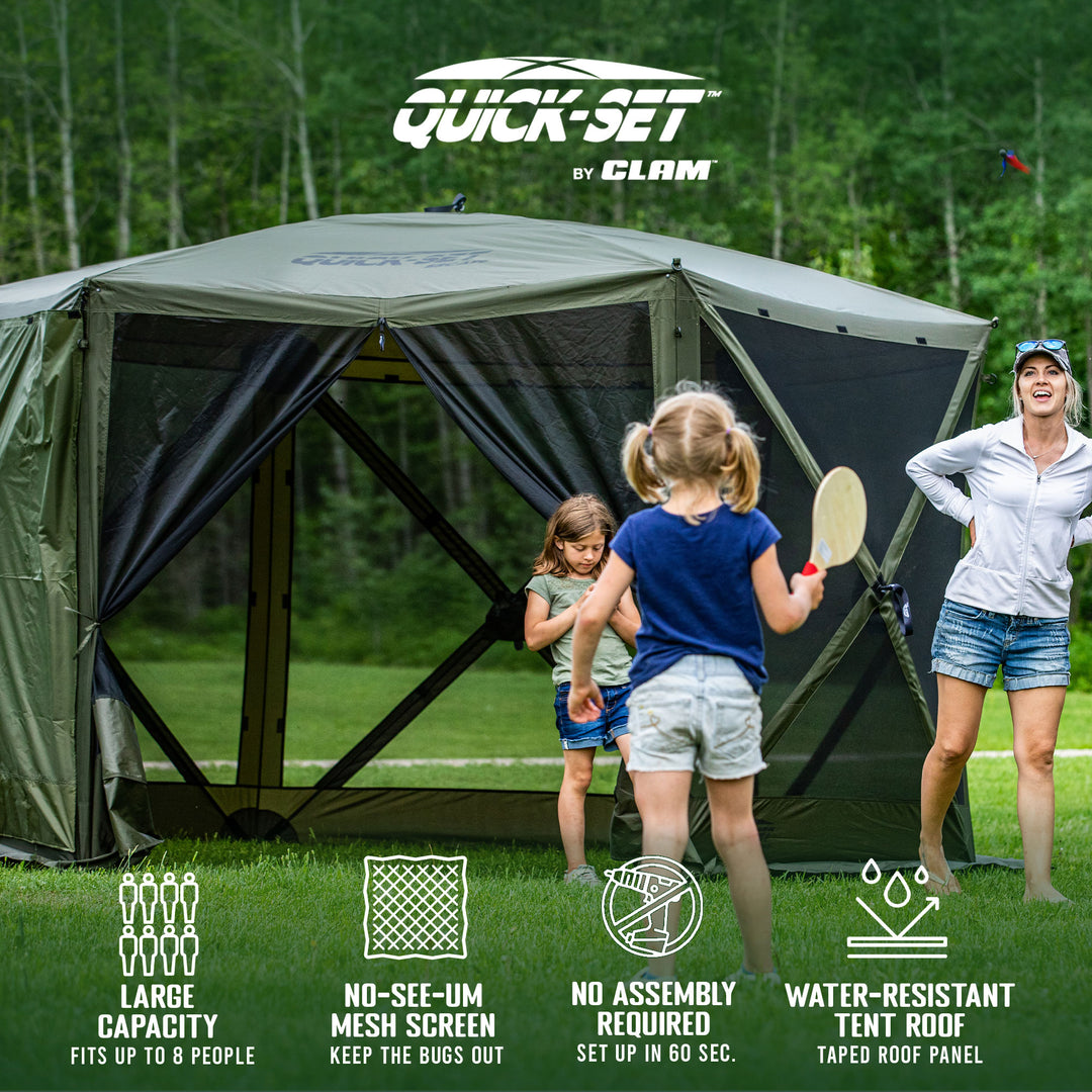 CLAM Quick-Set Escape Portable Outdoor Gazebo Canopy Shelter and 6 Wind Panels