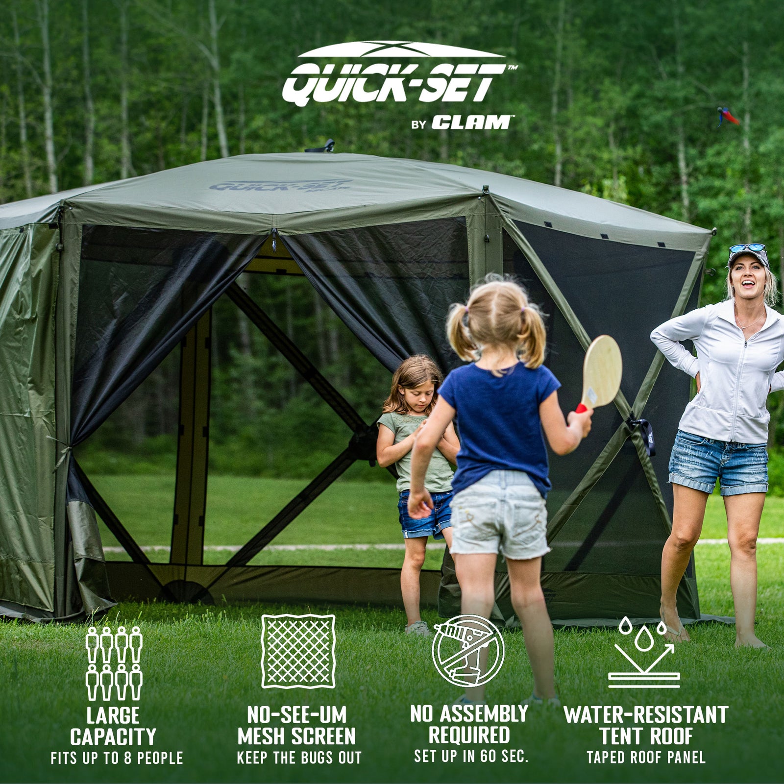 CLAM Quick-Set Escape Portable Outdoor Gazebo Canopy Shelter and 6 Wind Panels - VMInnovations