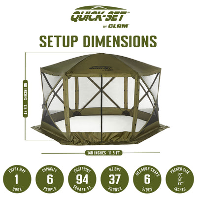 CLAM Quick Set Escape Portable Camping Gazebo Canopy Shelter Screen (Used)