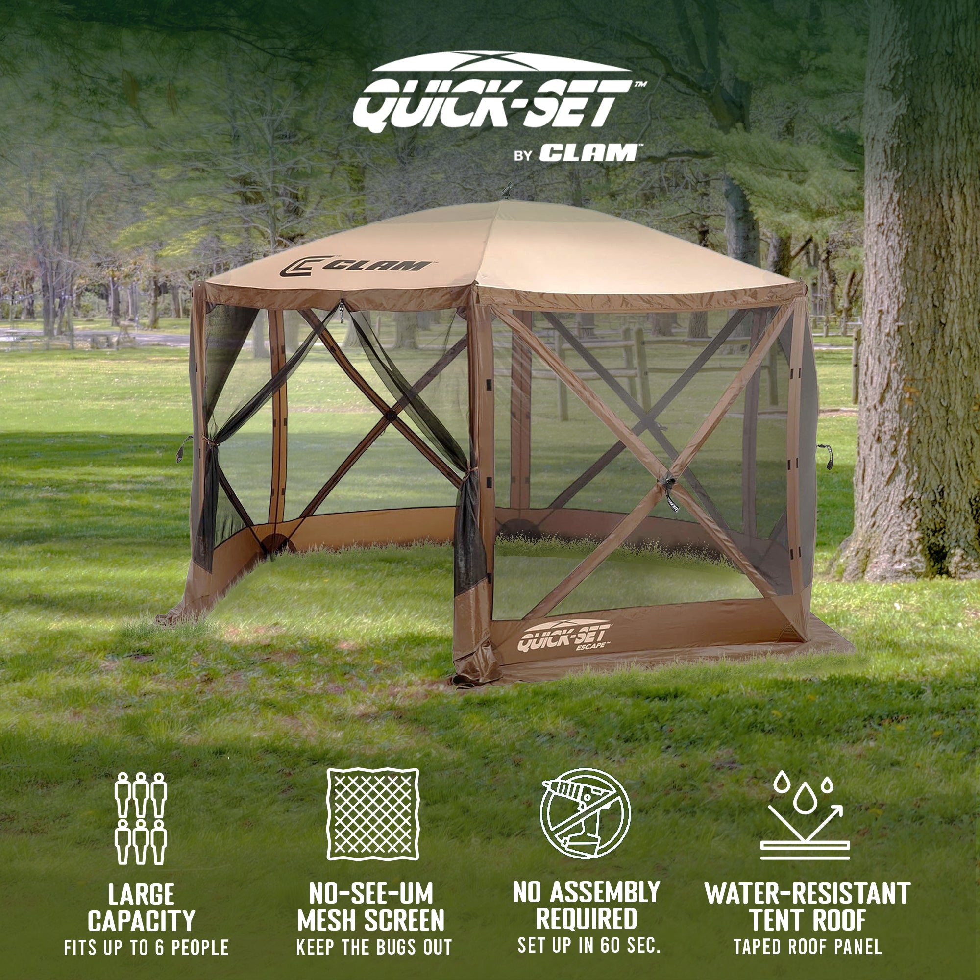 CLAM Quick-Set Escape Portable Outdoor Gazebo Canopy, Brown (Open Box) - VMInnovations