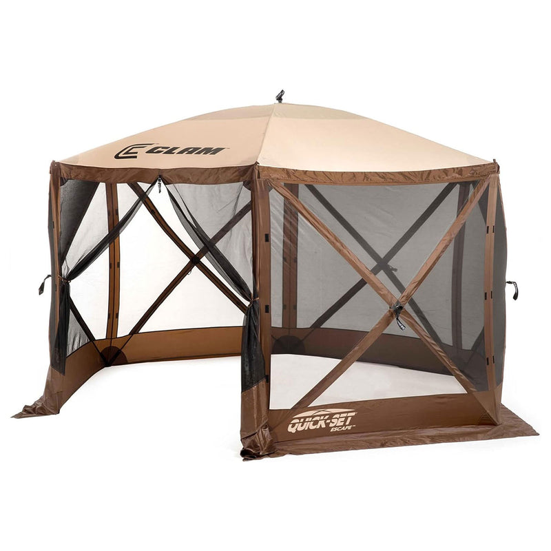 Quick-Set Escape Pop Up Camping Gazebo Canopy Screen Shelter, Brown (For Parts)