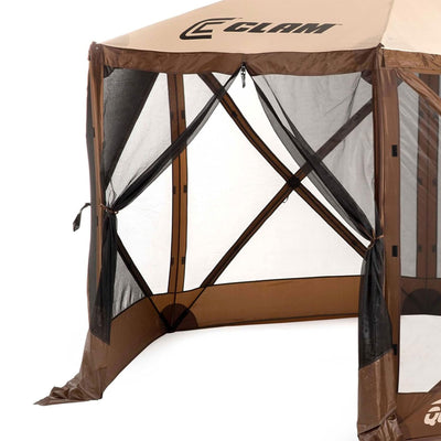 CLAM Quick Set Escape Pop Up Camping Gazebo Canopy Screen Shelter, Brown (Used)