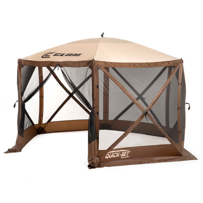 CLAM Quick-Set Escape 11.5 x 11.5' Portable Outdoor Camp Shelter, Brown (2 Pack)