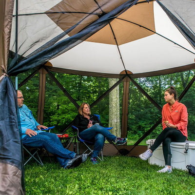 CLAM Quick-Set Escape 11.5 x 11.5 Ft Portable Outdoor Camping Shelter, Brown