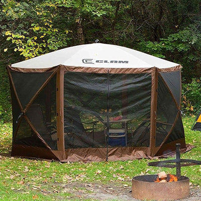 CLAM Quick Set Escape Pop Up Camping Gazebo Canopy Screen Shelter, Brown (Used)