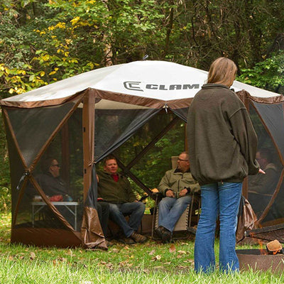 CLAM Quick Set Escape Pop Up Camping Gazebo Canopy Screen Shelter, Brown (Used)