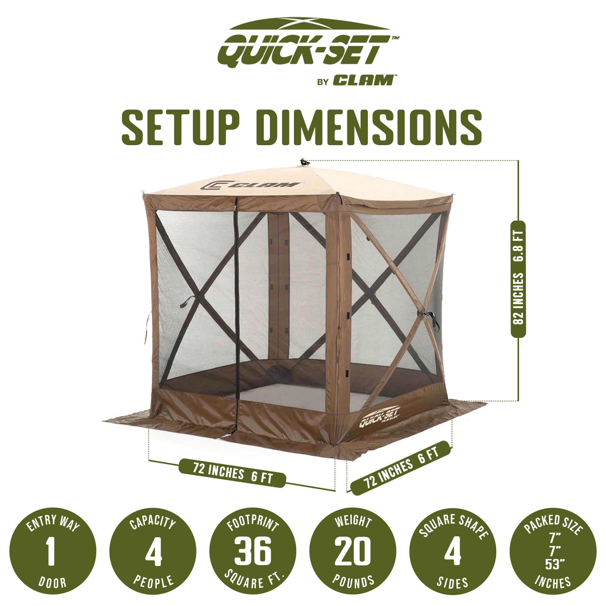 CLAM Quick Set Traveler Portable Camping Outdoor Gazebo Canopy and 3 Wind Panels - VMInnovations