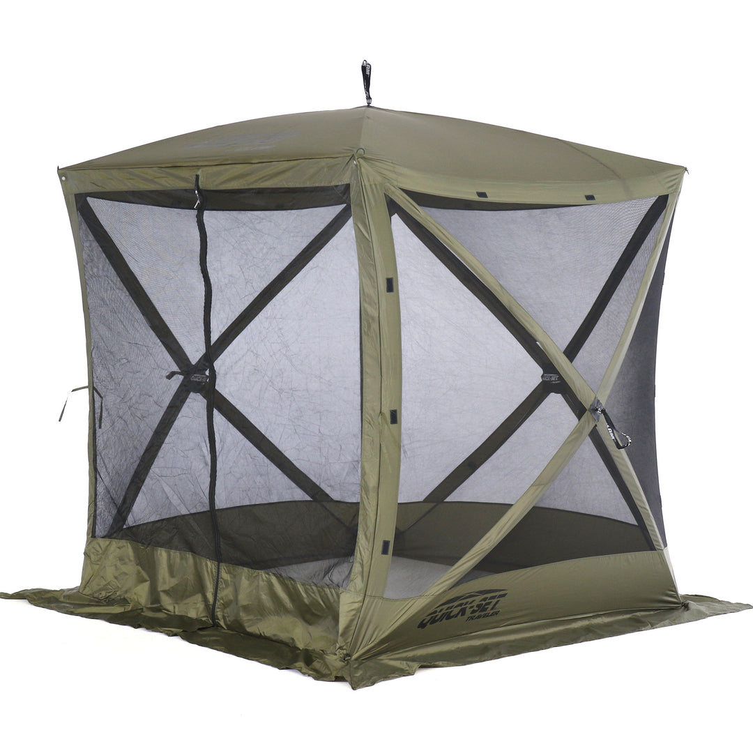 CLAM Quick-Set Traveler 6 x 6 Ft Portable Outdoor 4 Sided Canopy Shelter, Green - VMInnovations