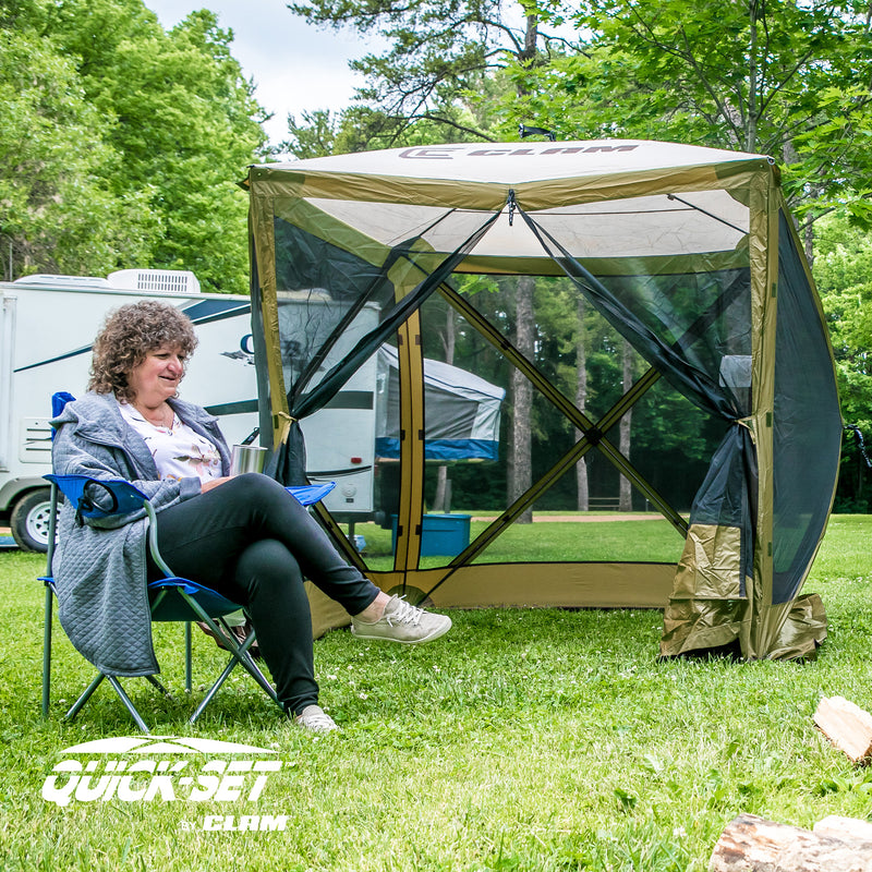 CLAM Quick-Set Traveler Portable Camping Outdoor Gazebo Shelter, Green (Used)