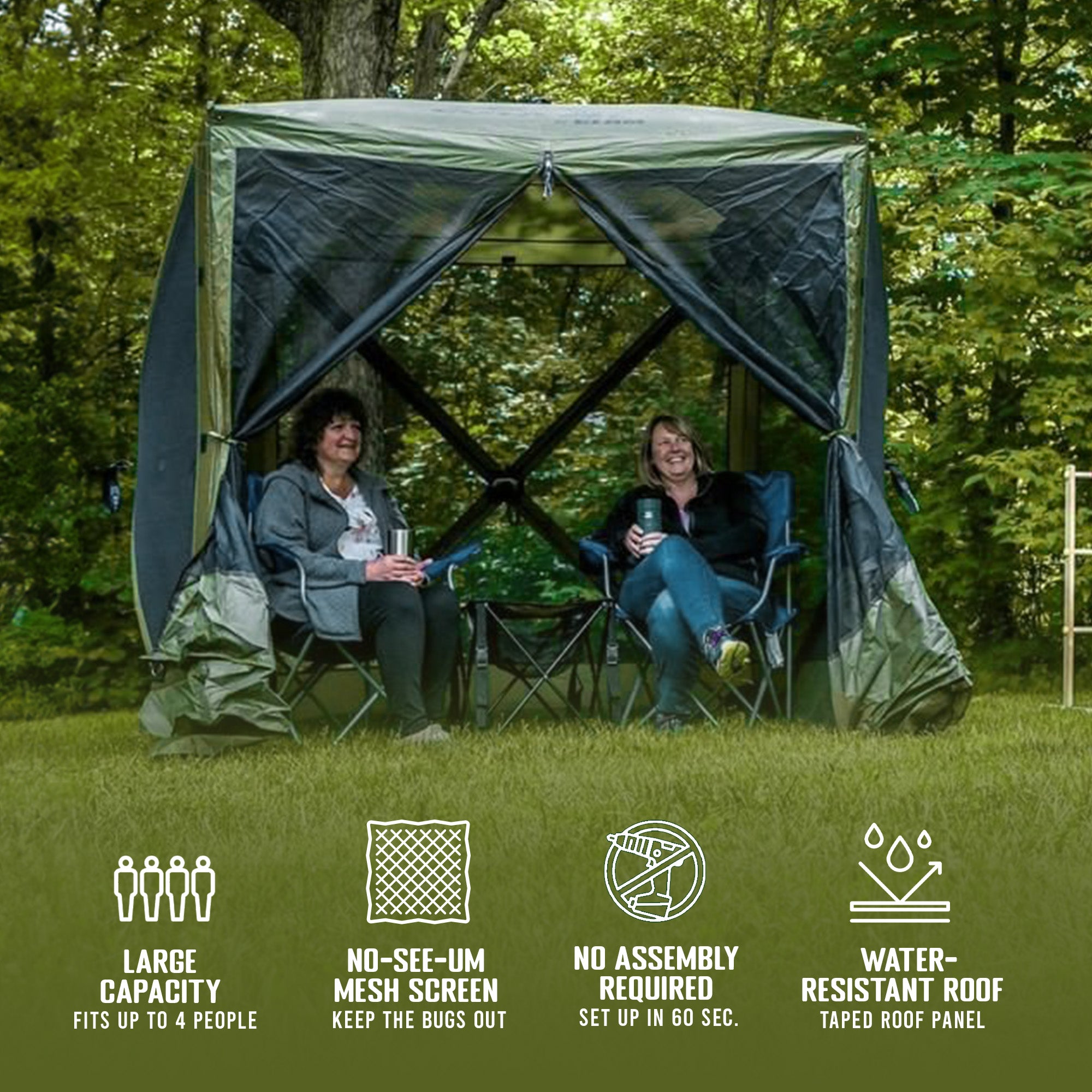 Clam Quick Set Traveler Portable Camping Gazebo Canopy Shelter, Green (Used)