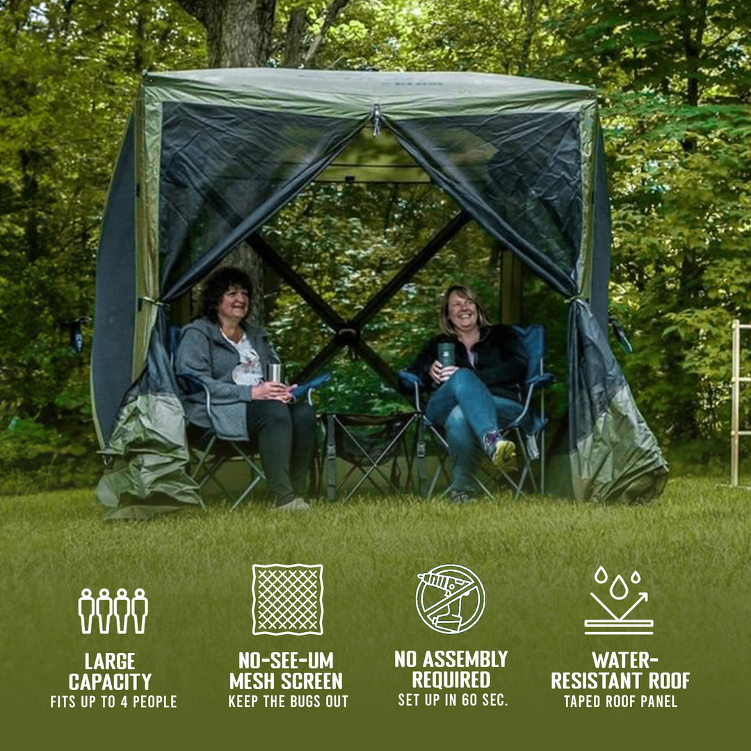CLAM Quick-Set Traveler 6 x 6 Ft Portable Outdoor 4 Sided Canopy Shelter, Green - VMInnovations