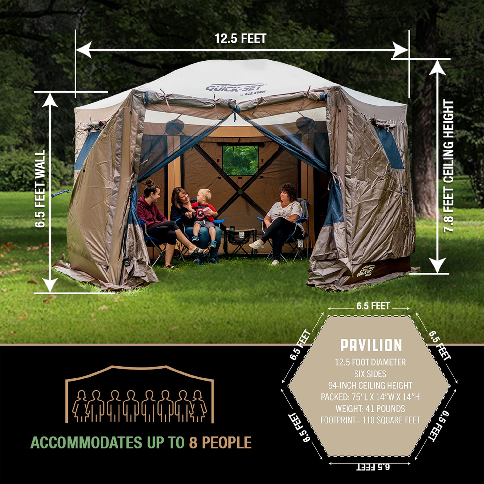 CLAM Quick-Set Pavilion 12.5 x 12.5 Ft Portable Outdoor Canopy Shelter, (2 Pack)