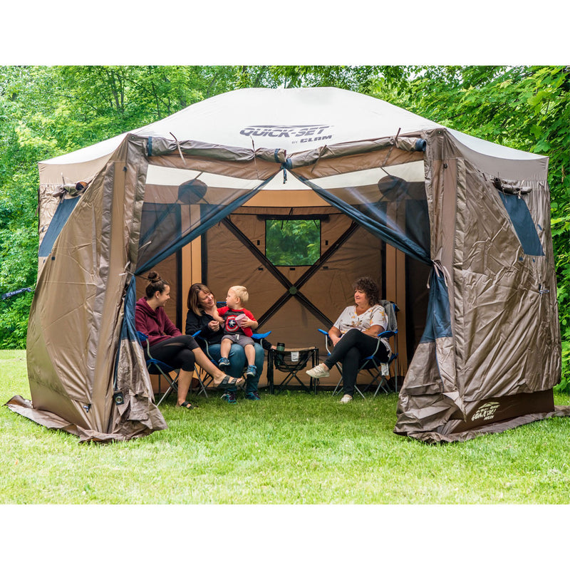 CLAM Quick-Set Pavilion 12.5 x 12.5 Foot Portable Outdoor Canopy, Brown(Used)