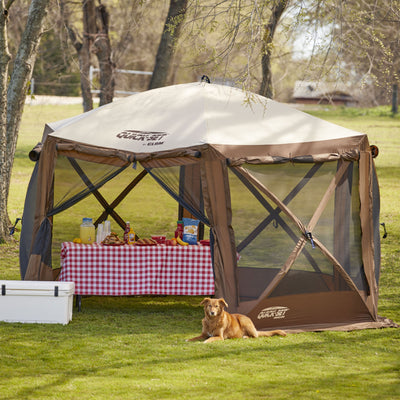 CLAM Quick-Set Pavilion 12.5 x 12.5 Foot Portable Outdoor Canopy Shelter, Brown