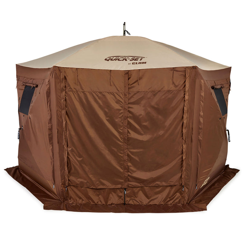 CLAM Quick-Set Pavilion 12.5 x 12.5 Foot Portable Outdoor Canopy Shelter, Brown