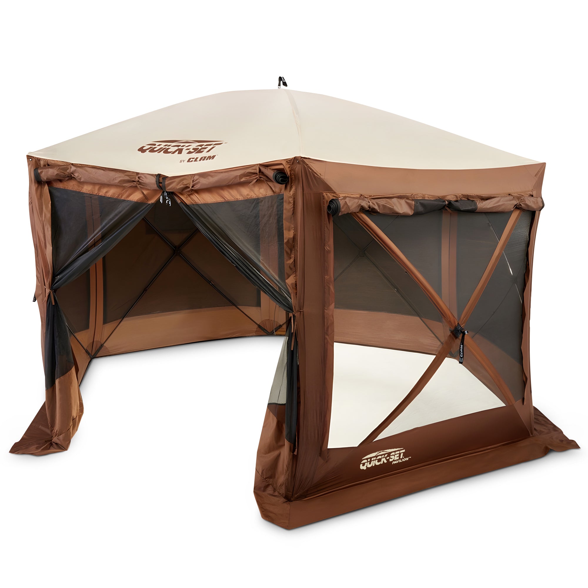Quick-Set Pavilion Portable Gazebo Canopy Shelter Screen, Brown (For Parts)