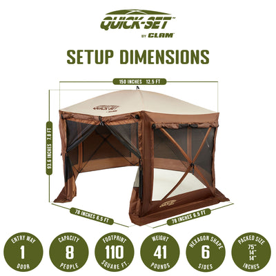 Clam Quick-Set Pavilion Portable Outdoor Gazebo Canopy (Open Box) - VMInnovations
